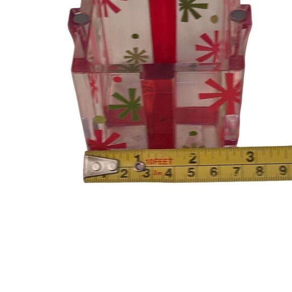Acrylic Clear And Red Bow Lid Trinket Gift Box With Snowflake Design 6”x 3" - Picture 8 of 8